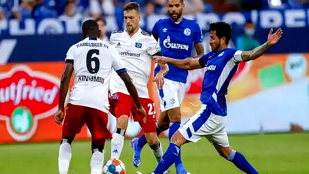 汉堡球员奋力拼搏,争取取胜 汉堡球员奋力拼搏,争取取胜